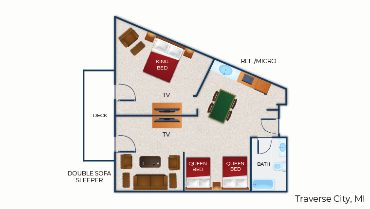 The floor plan for the Majestic Bear Suite
